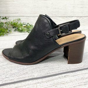 Franco Sarto Black & Tan Slingback Chunk Heel